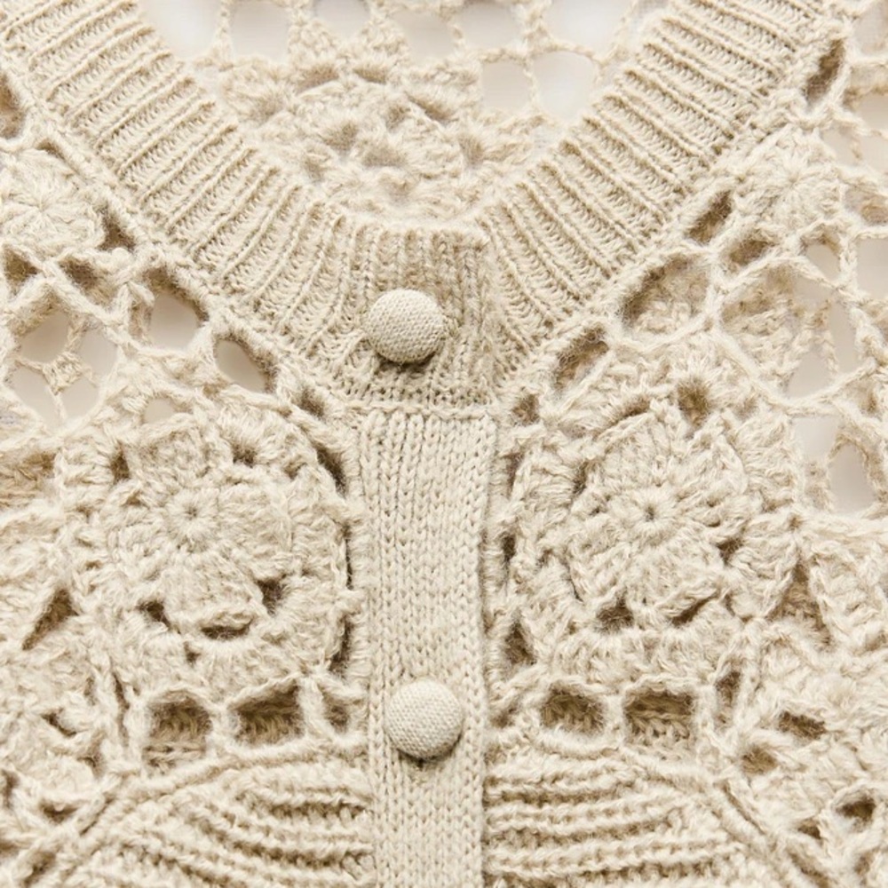 Zara Combination Crochet Knit Jacket - Picture 6 of 6